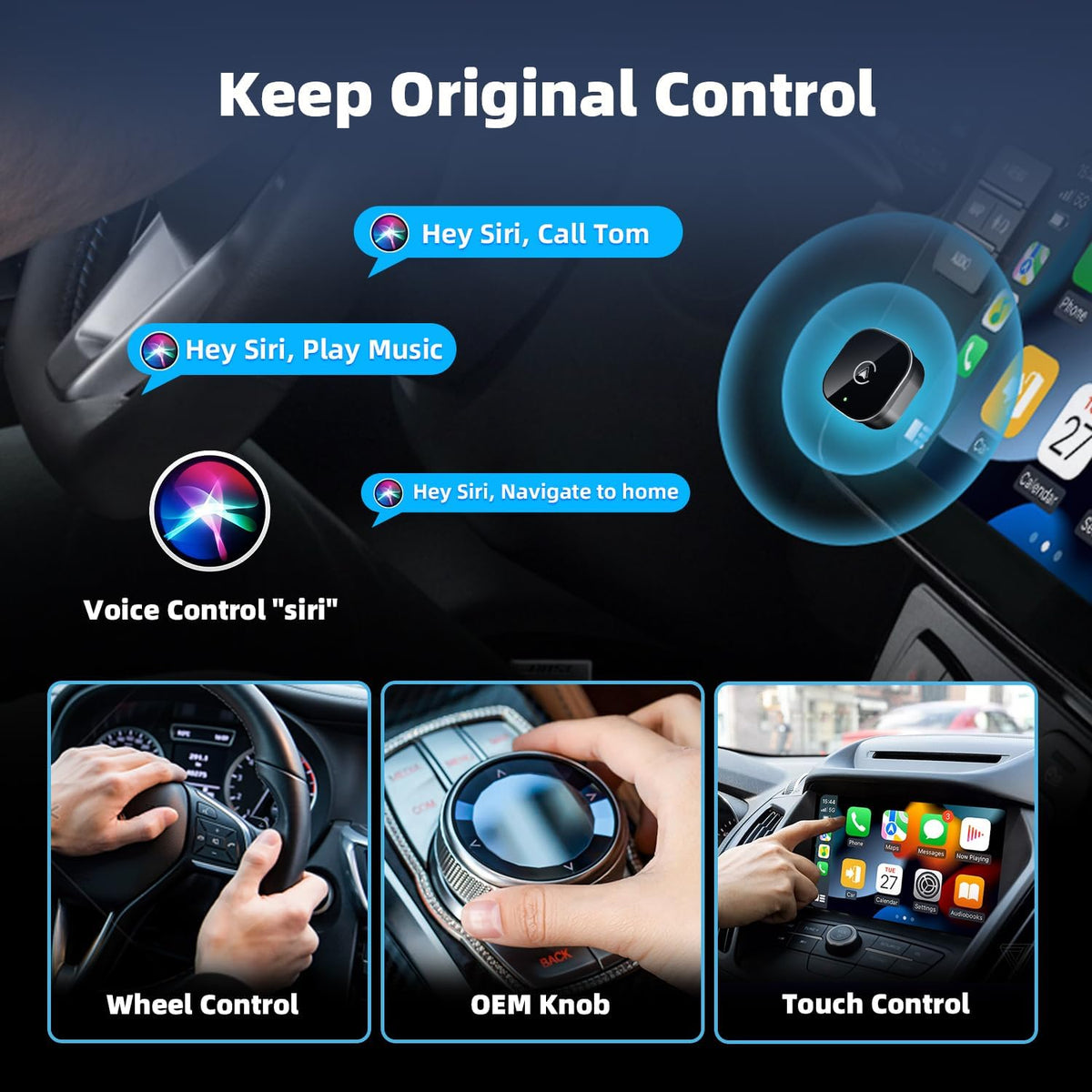 MYCIMRE 2026 2 1, 10+ 11+, New Wireless CarPlay Adapter for Apple iPhone Android Auto in Mini USB CarPlay Dongle Wired