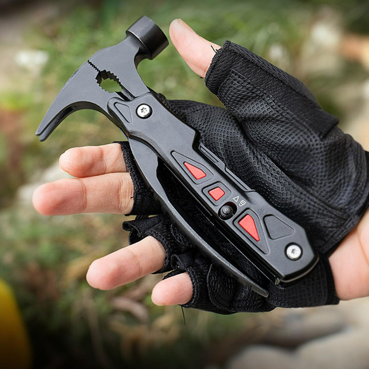 Unique Gift, Pocket Knife Multitool, Hammer 12-in-1, Folding Knife, Outdoor Survival Gear, Camping Multi-tool, Pliers, Knives, Saw, Screwdriver, with dual safety locks, with Nylon Sheath