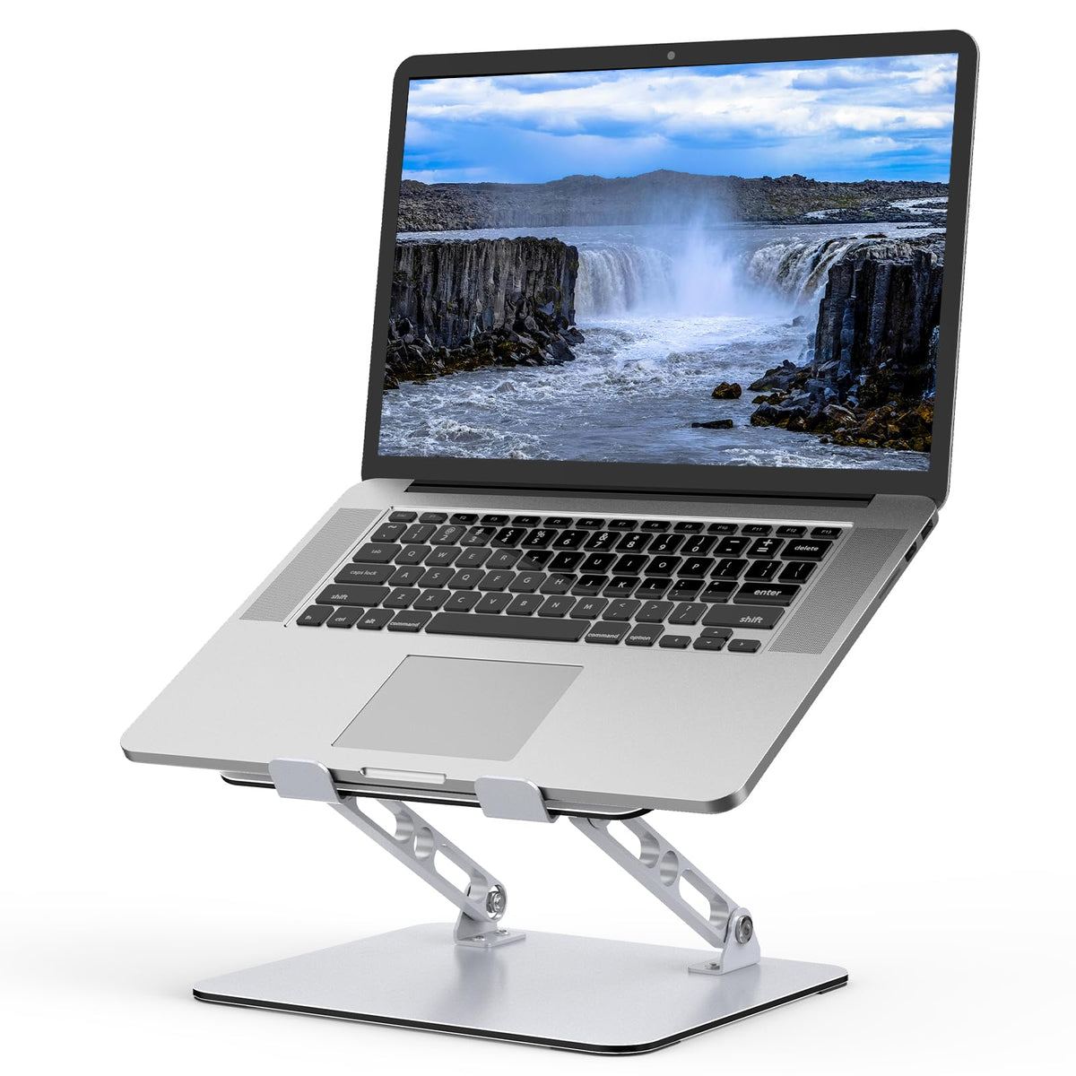 Gogoonike Laptop Stand for Desk, Adjustable Laptop Riser, Metal Foldable Computer Stand Holder Portable Notebook Mount, Ventilated Cooling Printer Stand Compatible with 10-15.6” Laptops