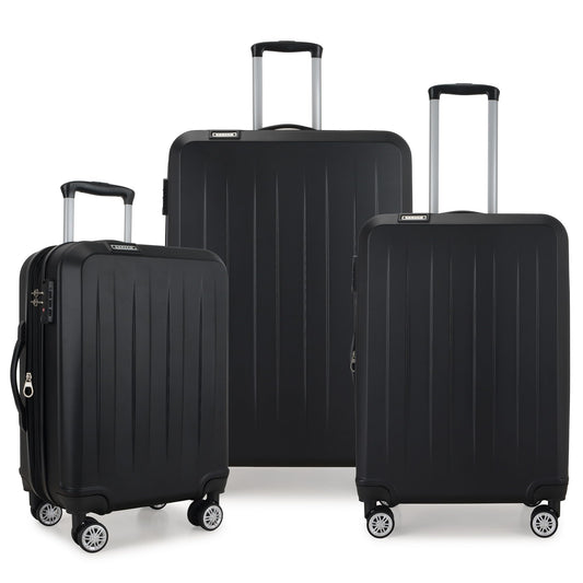 Elite Luggage Expandable Hardside Spinner Luggage,TSA Lock, Black, 3-Piece