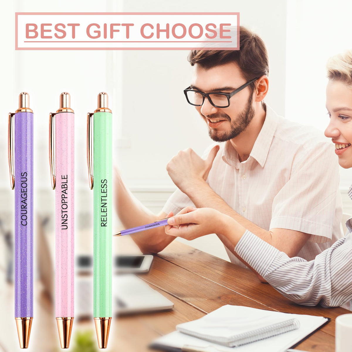 Lestp Fancy Pens Sets for Women Office Inspirational Gifts for Coworkers Boss Employee Nice Cute Pen Set Client Teacher Motivational Gift Essentials Colleges Positive Encourage Gifts New Jobs Gift