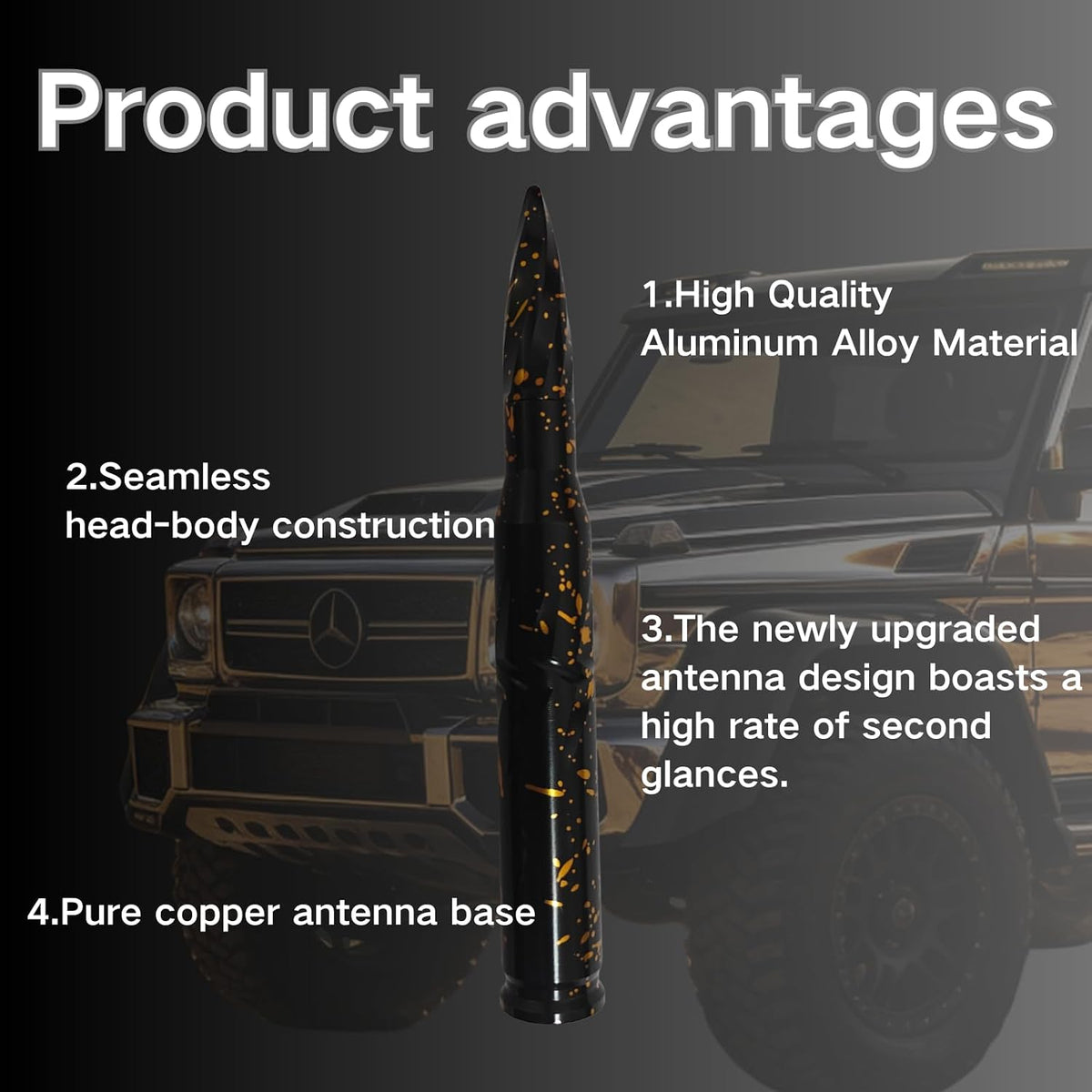 Medduw 5.5inch Colorful Colors Black Bullet Antenna Replacement for Various car Models,Dodge, Chevrolet, Raptor Truck