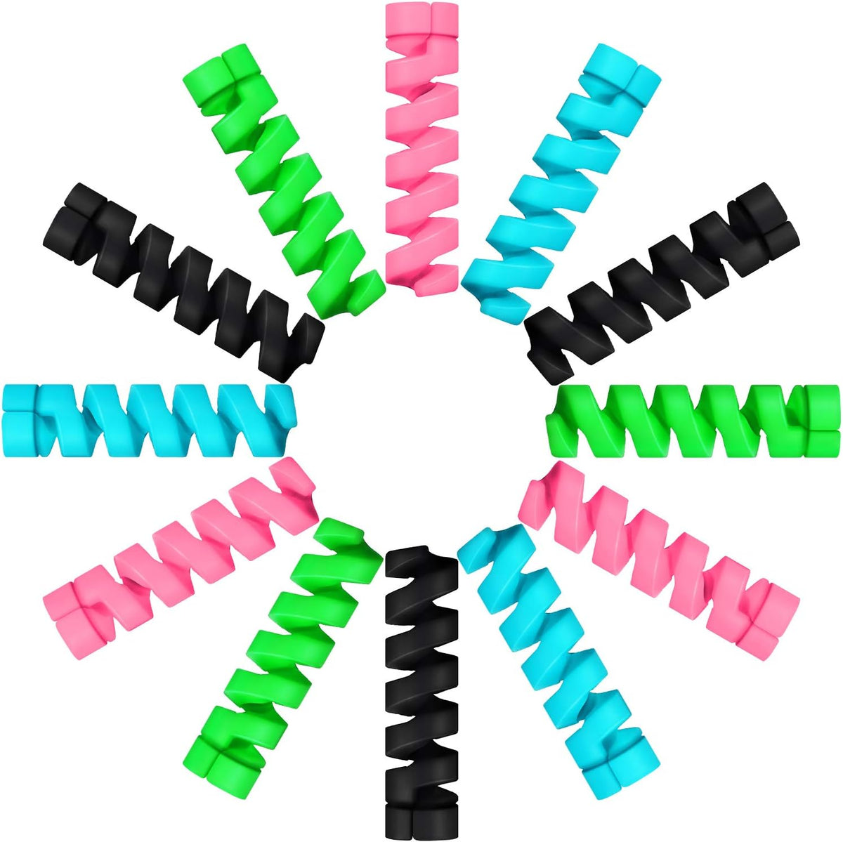 Jetec 24 Pcs Charger Cable Protector,Silicone Flexible Cable Saver,Spiral USB Mouse Wire Protector for Headphone Laptop