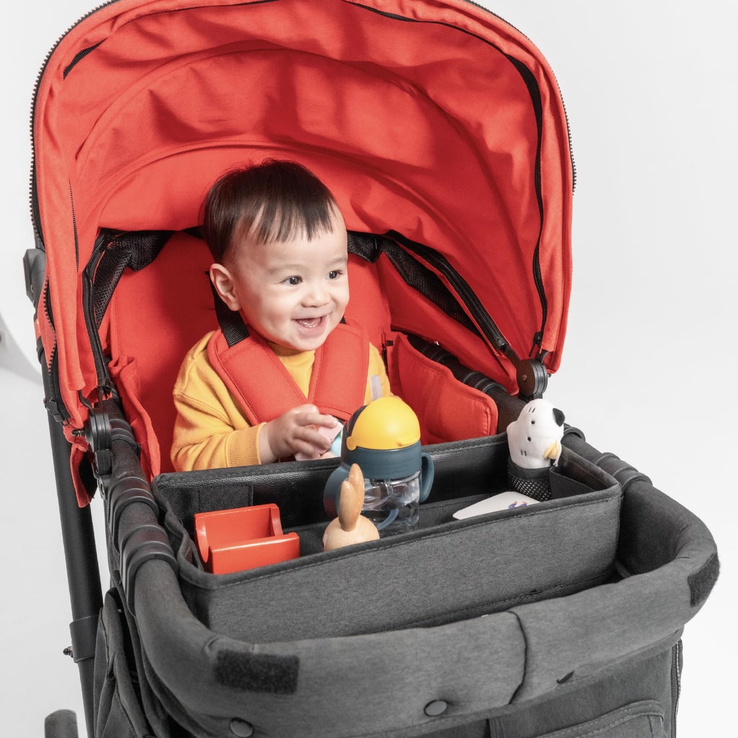 Familidoo Multi-Use Wagon Chariot Stroller, Stable, Removable Seat, Removable Bassinet, Zipable Front and Rear Doors, Mesh Side Panels for Ventilation (Blue)