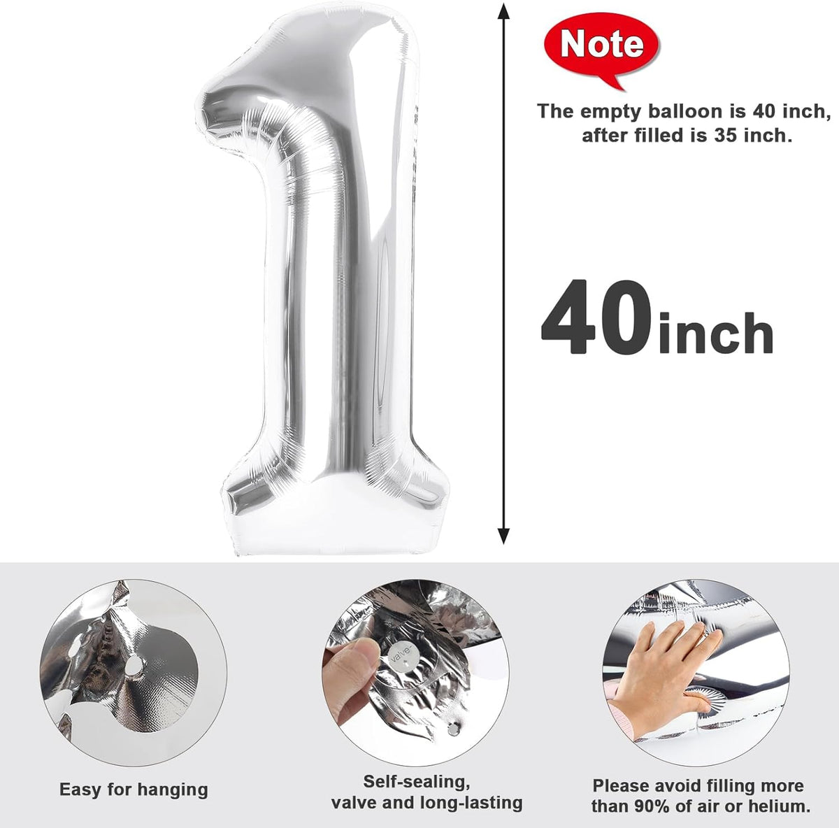 Skiennix Large 14th Silver Birthday Balloons - 40 Inch Foil Decorations for Weddings & Engagements