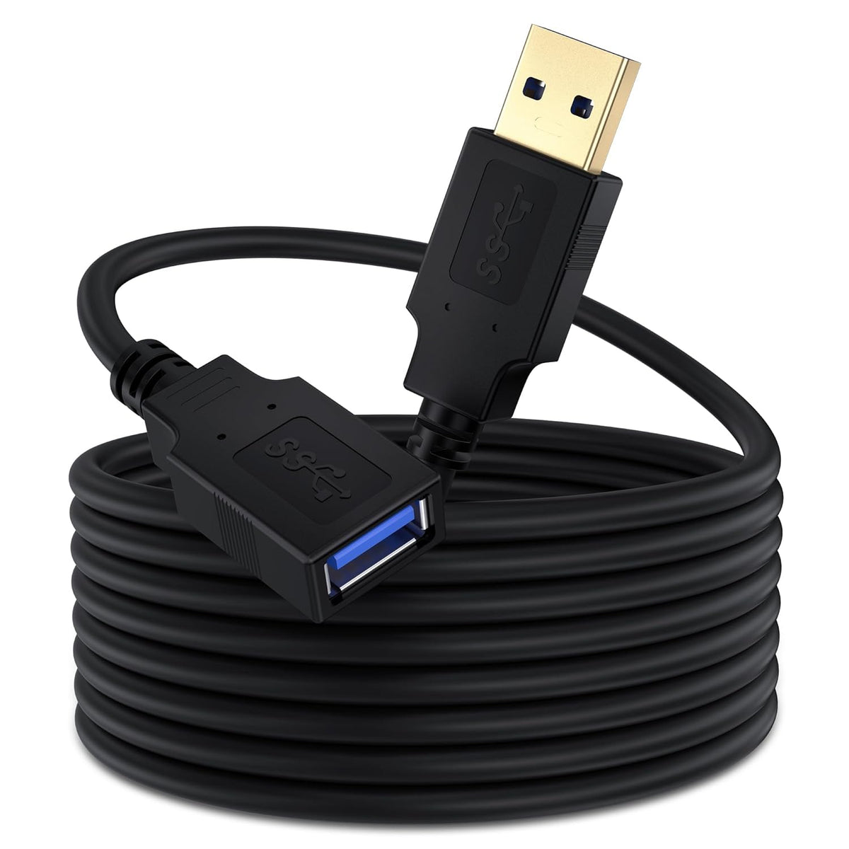 Qxcynsef 3.0 25 FT,5Gbps More,Black,25FT USB Extension Cable High Speed Data Transfer Extra Long A Male to A Female