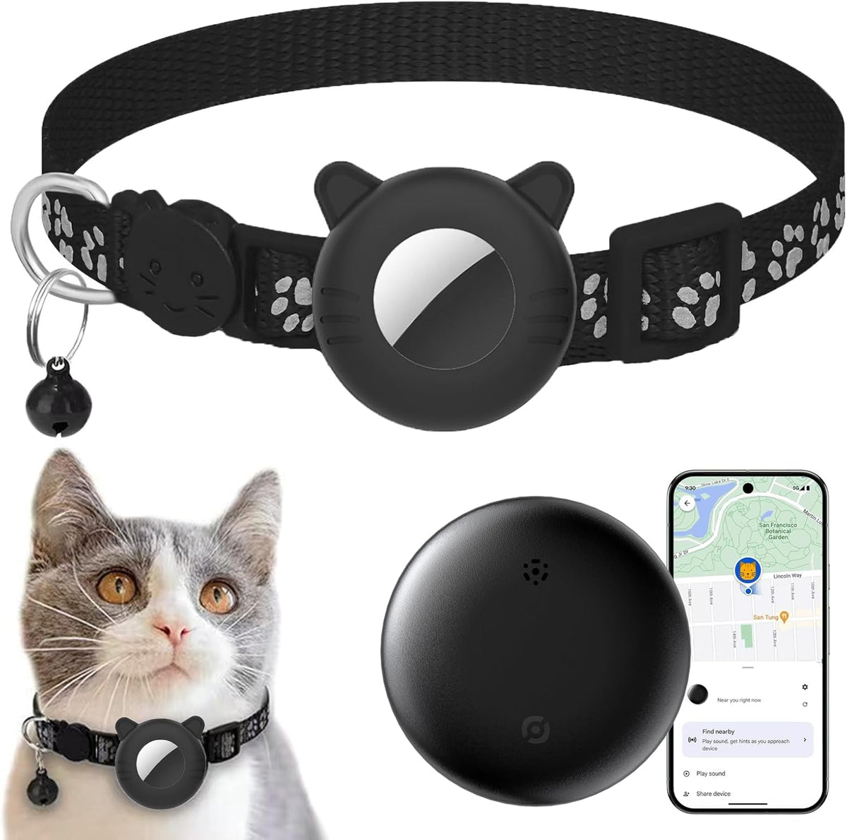 Syslytic 365-Day Cat Tracker with Collar (Android Only), GPS Tracker for Cats - No Monthly Fee | Waterproof | Real-Time