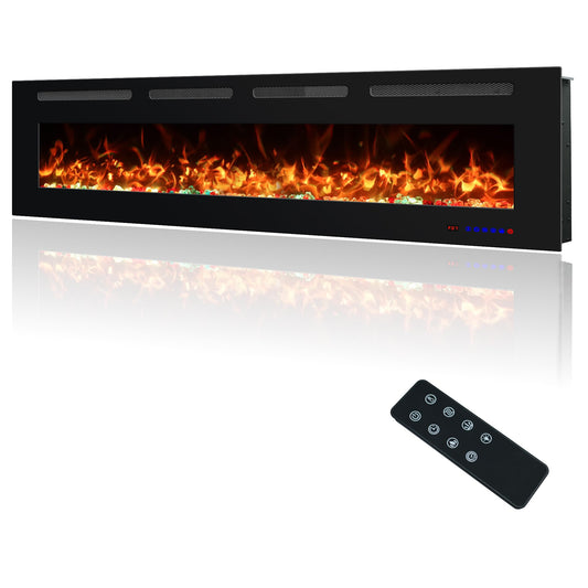 Oxhark Flame 60 Inches Electric Fireplace, Wall Mounted Fireplace Inserts Electric Heater, Flame Effects Like Real Flame, Low Noise, Timer & Thermostat Setting, 750W/1500W