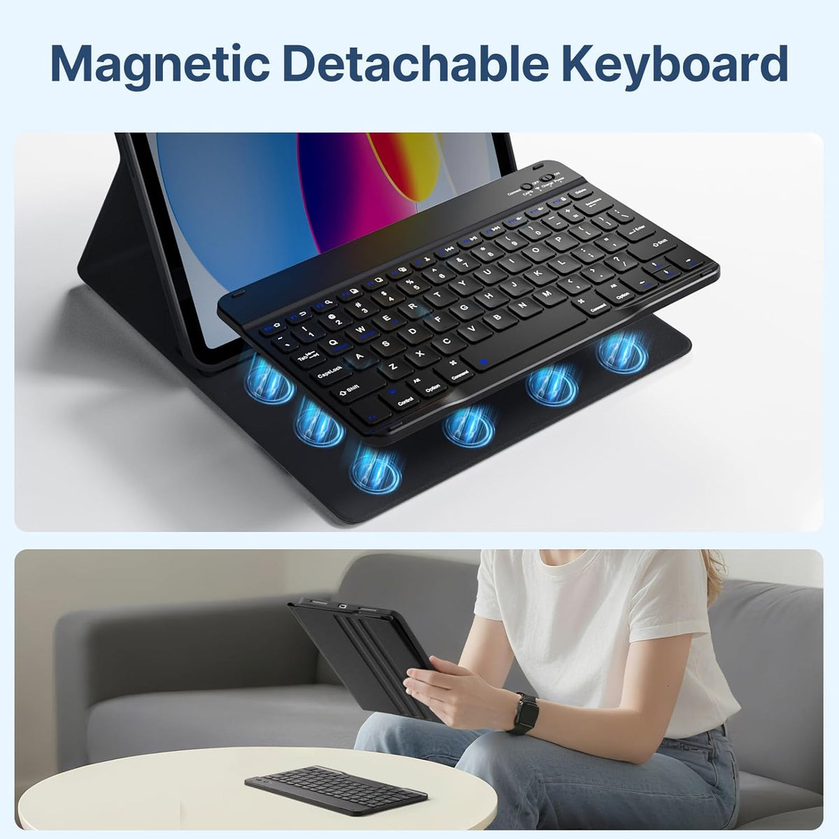 Wenlaty (A16) 11th/10th 11-inch 11th 2025/10.9-inch 10th 2022, for iPad Generation Case with Keyboard - Detachable