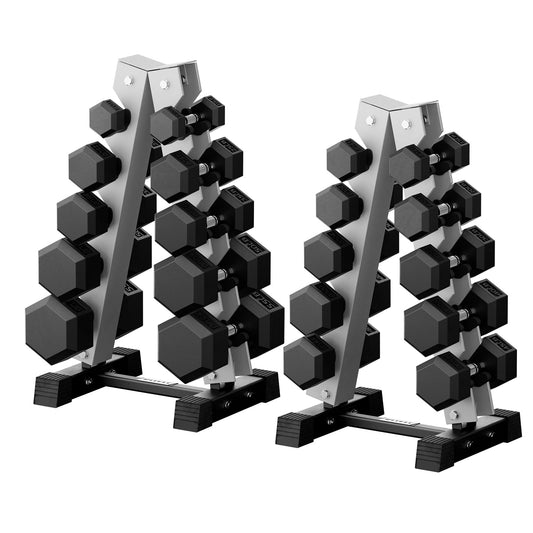 RitFit 550LB Rubber Hex Dumbbell Sets with Weights Rack, Multiple Color Choices Available, Great Gym Equipment for Home, Strength Training, Workouts，Grey