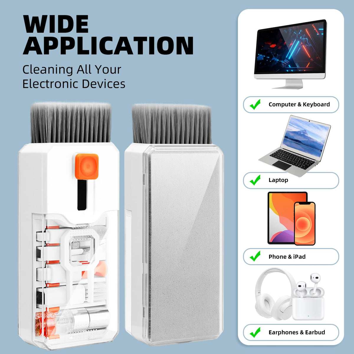 Keyboard Cleaning Kit Laptop Cleaner, All-in-1 Computer Screen Cleaning Brush Tool, Multi-Function PC Accessories Electronic Cleaner Kit Spray for iPhone iPad Macbook Earbud Camera Monitor with Patent