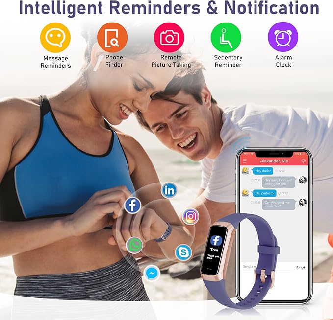 Fitness Tracker with 24/7 Heart Rate, Blood Oxygen Blood Pressure Sleep Monitor, Activity Trackers 5 ATM Waterproof,Step Calorie Counter Pedometer Health Smart Watch for Women Men Purple
