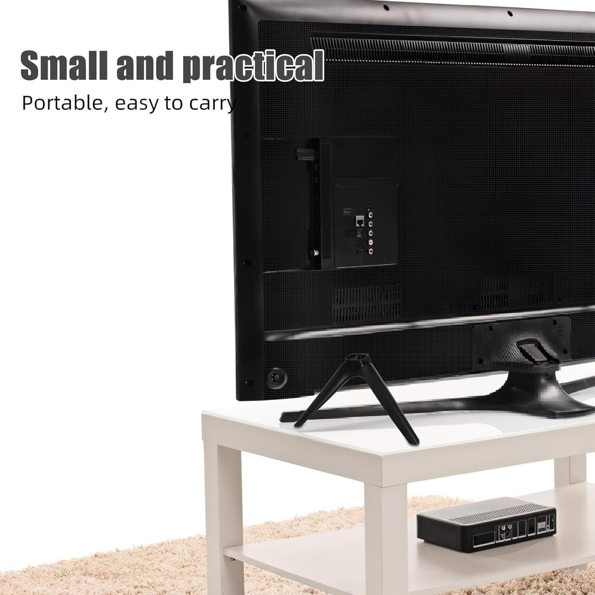 ARTIBETTER 15mm No-Drill Tabletop Tv Stand Bracket with Dual-Hole Plastic Feet, Television Support Holder for Flat