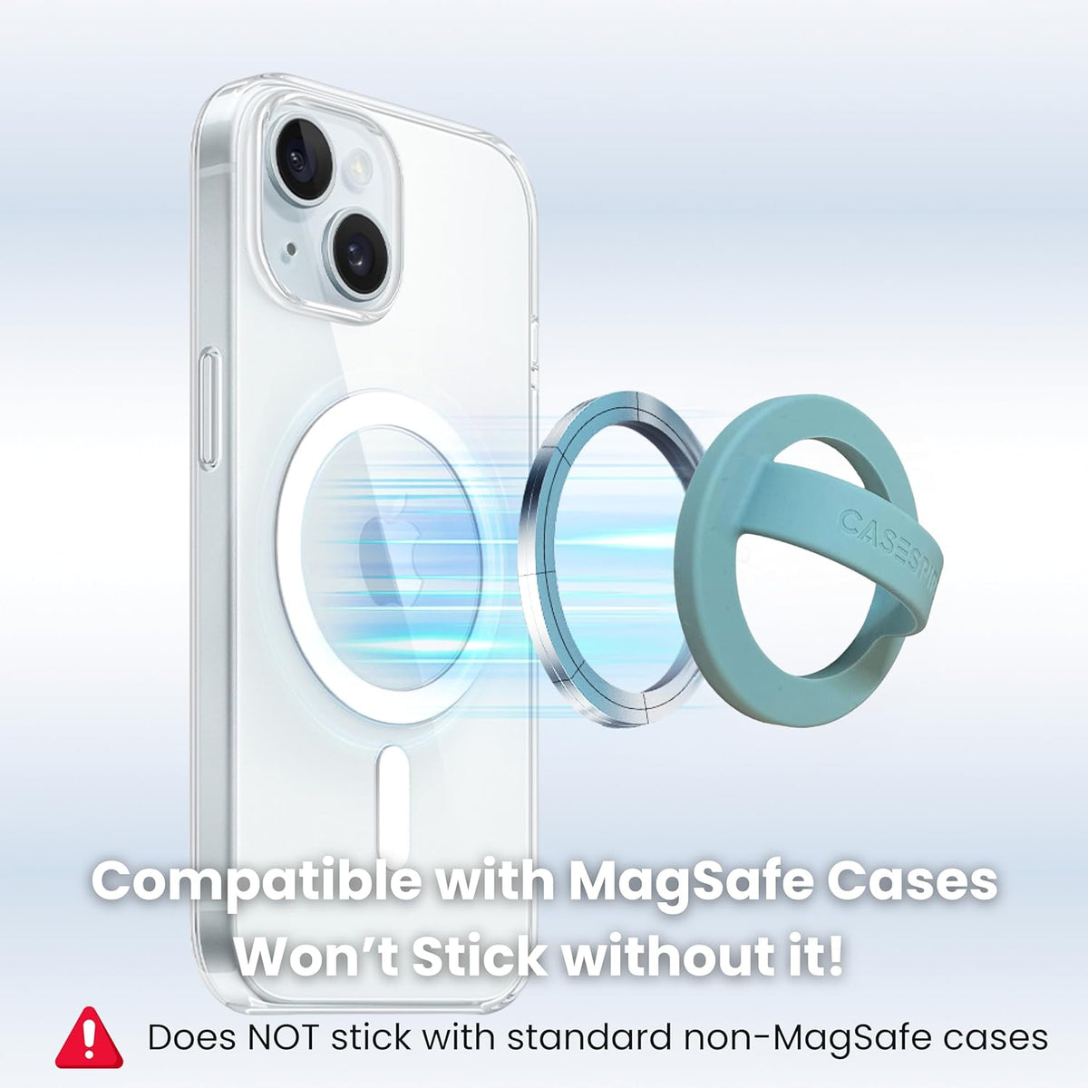 Casespire Magnetic Silicone Phone Grip Soft Finger Loop Holder for MagSafe Cases and iPhones (Orange)