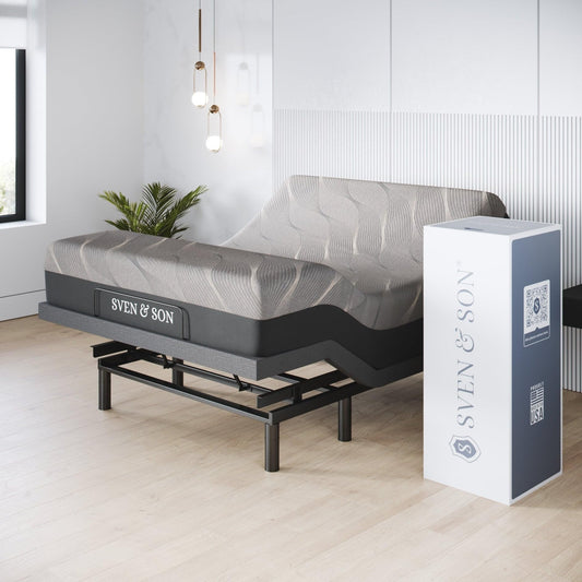 Sven & Son Harmony Adjustable Bed Base, Head and Foot Lift, Massage, Under-Bed Lights, USB, Gel Memory, Zero Gravity Smart Frame - Full + 10 inch Memory Foam Matt (Firm)