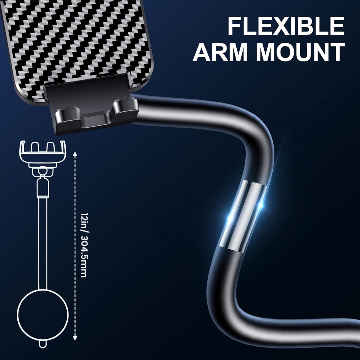 BIPOPIBO Phone Holders for your Car [Long Flexible Neck] Car Phone Mount [Anti-Shake Stabilizer] Cell Phone Holder Car