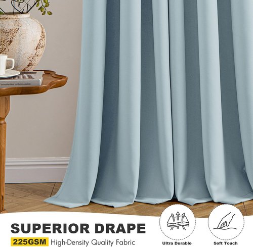 MIULEE Slate Blue Blackout Curtains - Thermal Insulated Room Darkening Drapes | 84 Inches Long, 2 Panels
