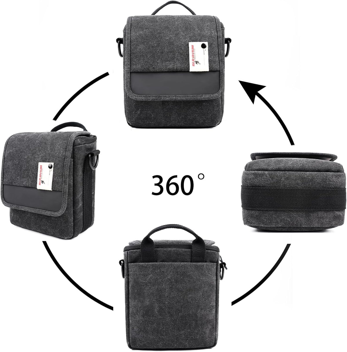 Small Black Messenger Camera Bag for Canon - Compact Shoulder Case