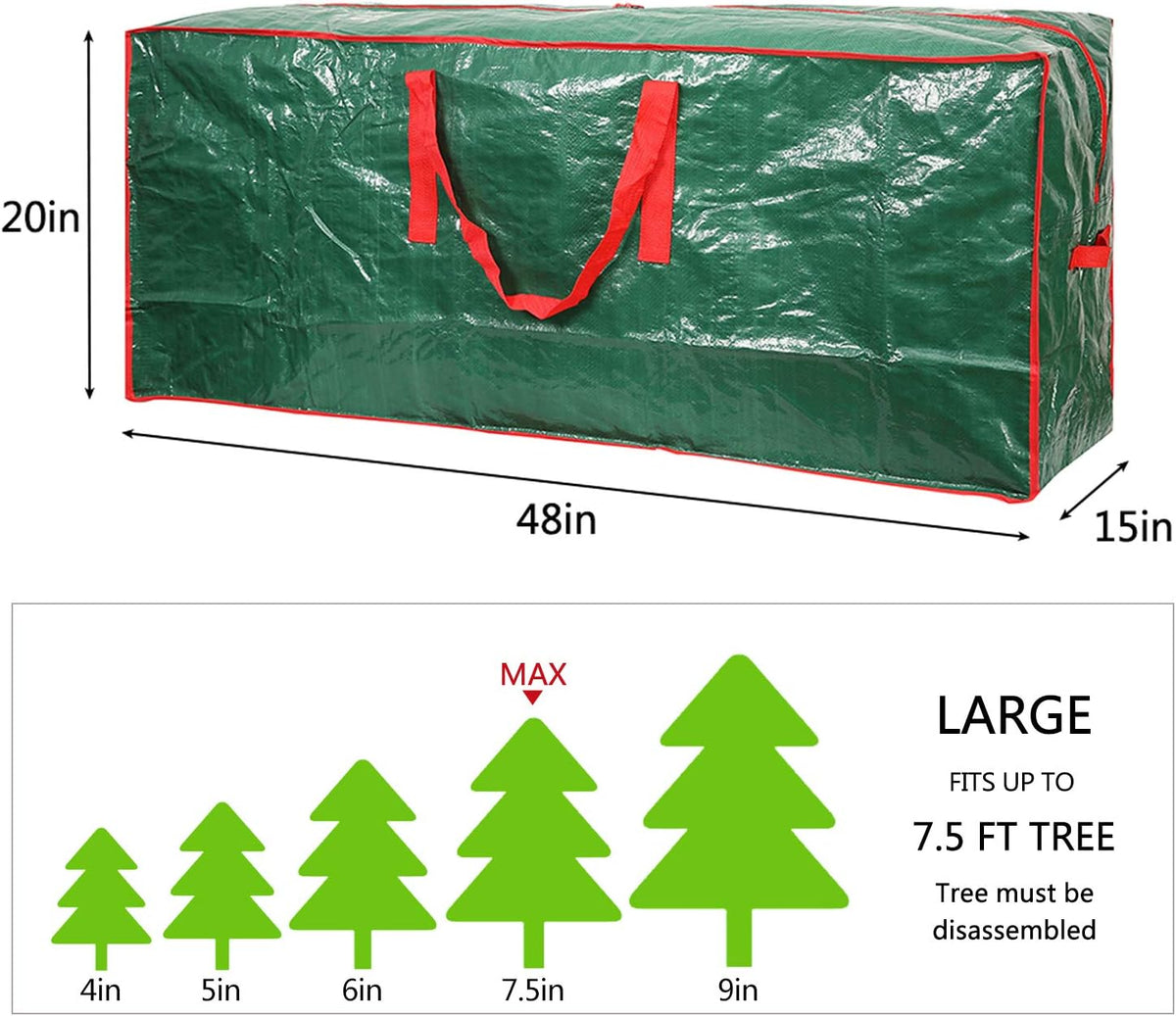 Skiennix Christmas Tree Storage Bag - 2-Pack for Up to 7.5ft Trees | Durable Waterproof Design with Reinforced Handles