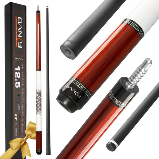 Banly Carbon Fiber Pool Cue - 12.5mm Time Crystal Tip, 58" Low Deflection Pool Sticks for Adults Professional Billiard Cue Sticks with Linggas Wood Butt