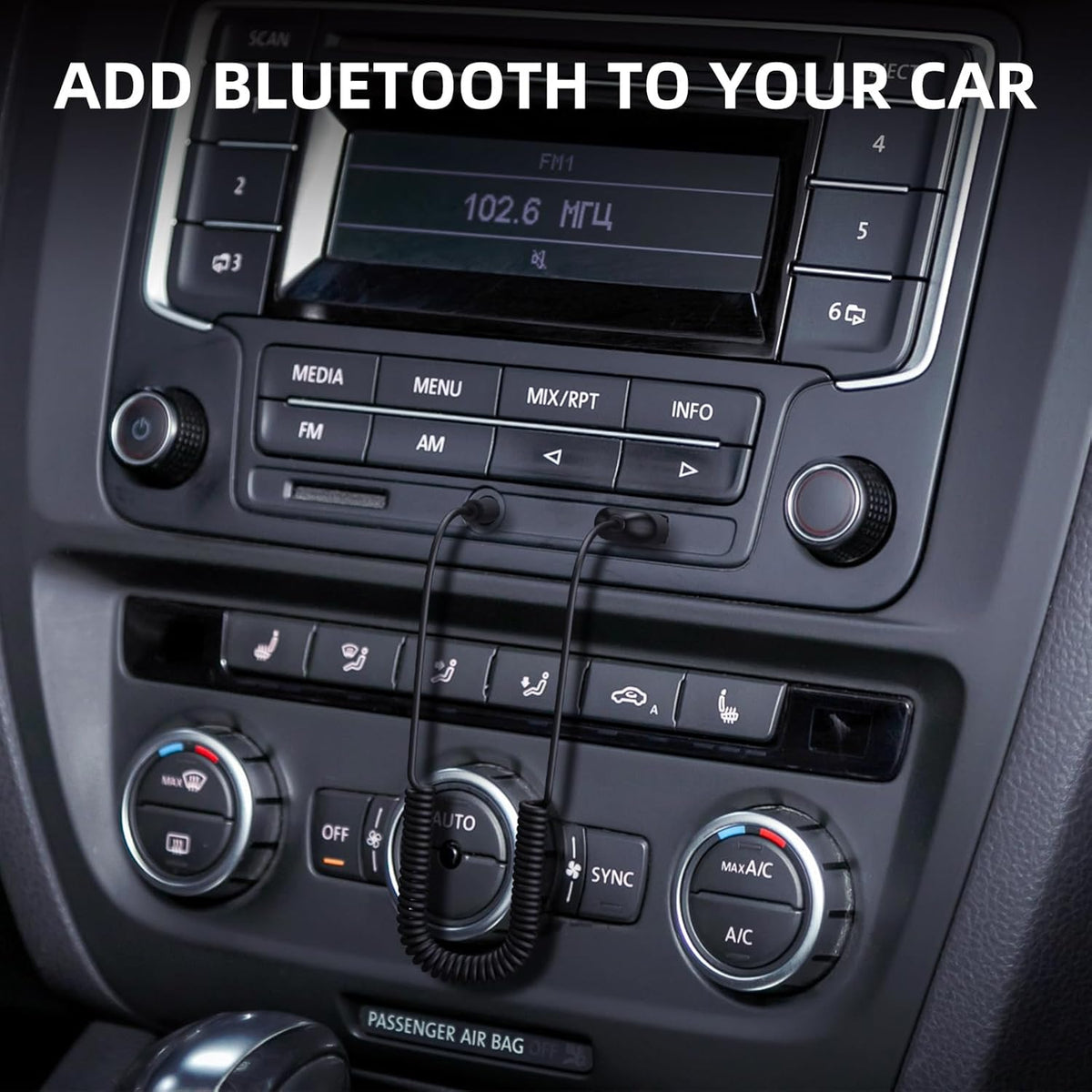 Smof 5.2 3.5mm Aux to Bluetooth Adapter Bluetooth Receiver with Built-in Microphone Aux Input for Music Streaming
