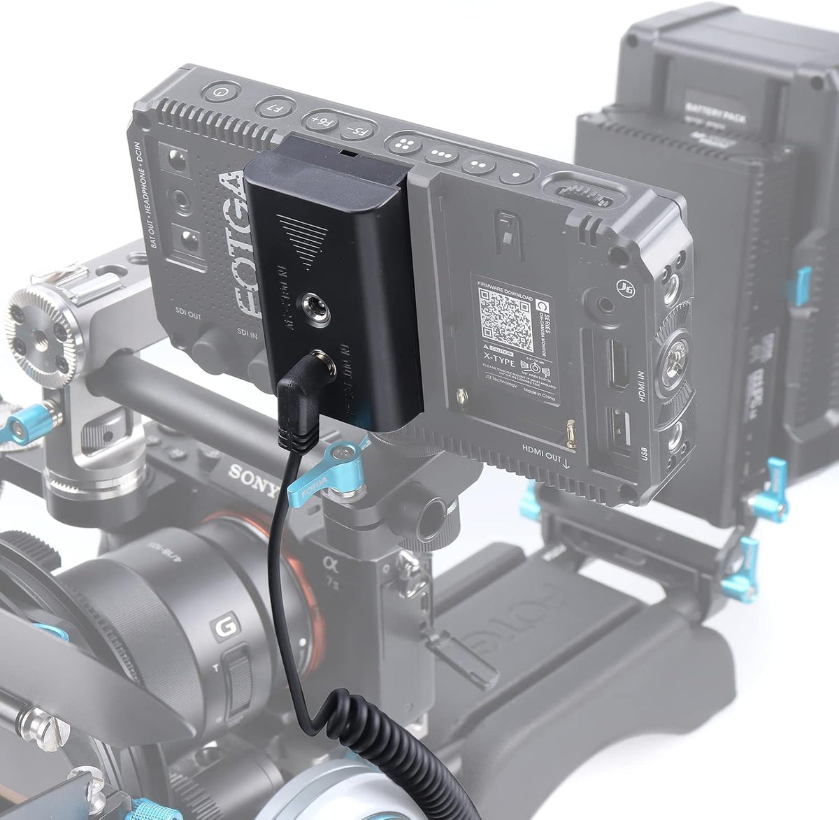 FocusFoto Dummy NP-F960/750/770/970 Power Adapter NP-F Battery DC Coupler Replacement of with a DC Input and a DC