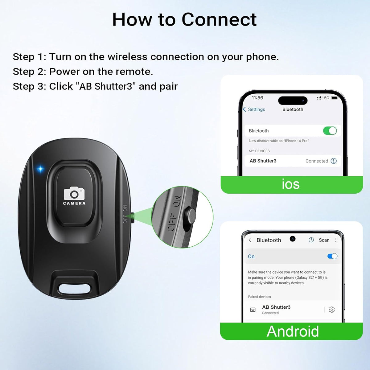Voinap 2 Pack Wireless Remote Shutter for iPhone Camera,Bluetooth Camera Phone Remote Control for Photos