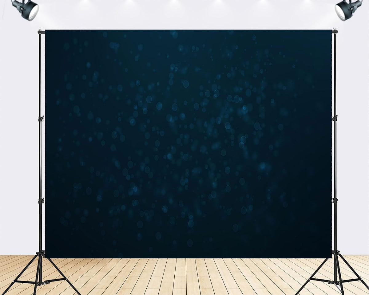 TryKid 10x10ft Dark Blue Bokeh Backdrop Deep Teal Sparkling Dots Mysterious Underwater Photography Background Ocean