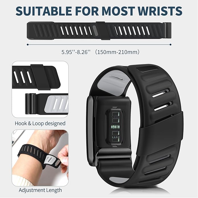 Comfort Durable Silicone Wristband Compatible with WHOOP 4.0 Band, Soft Silicone Sports Loop Strap for Men & Women, with U Shapped Connector