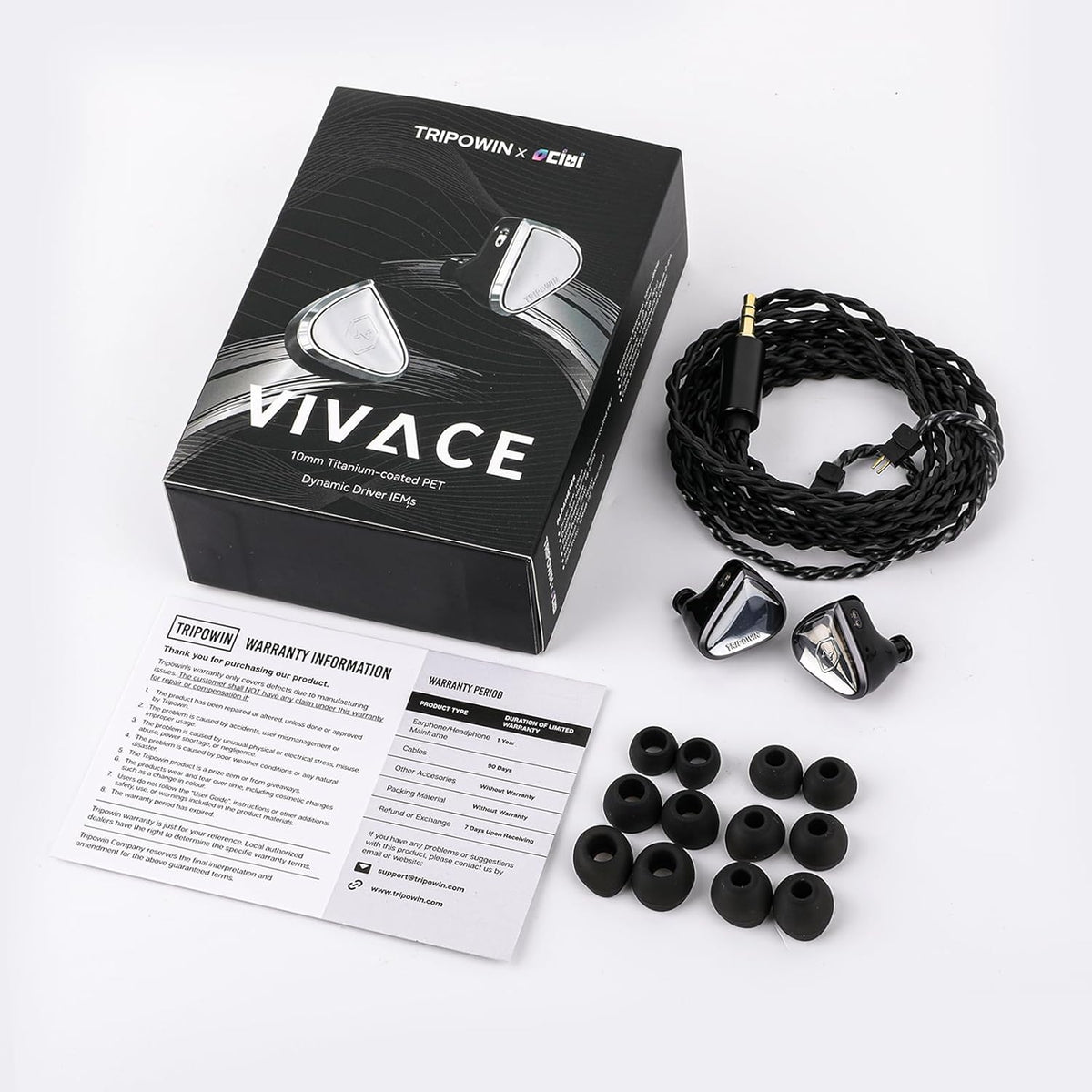 0DiBi: 10mm 2Pin Linsoul Tripowin x Vivace in Ear Monitor, Titanium Diaphragm Dynamic Driver IEM, HiFi Wired Earbuds