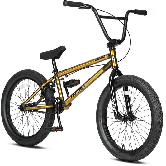 cubsala Freestyle BMX Bike, 20 Inch Yaphet Bicycle for Teen Beginner and Adult Riders, Bike with Hi-Ten Steel Frame, Gold