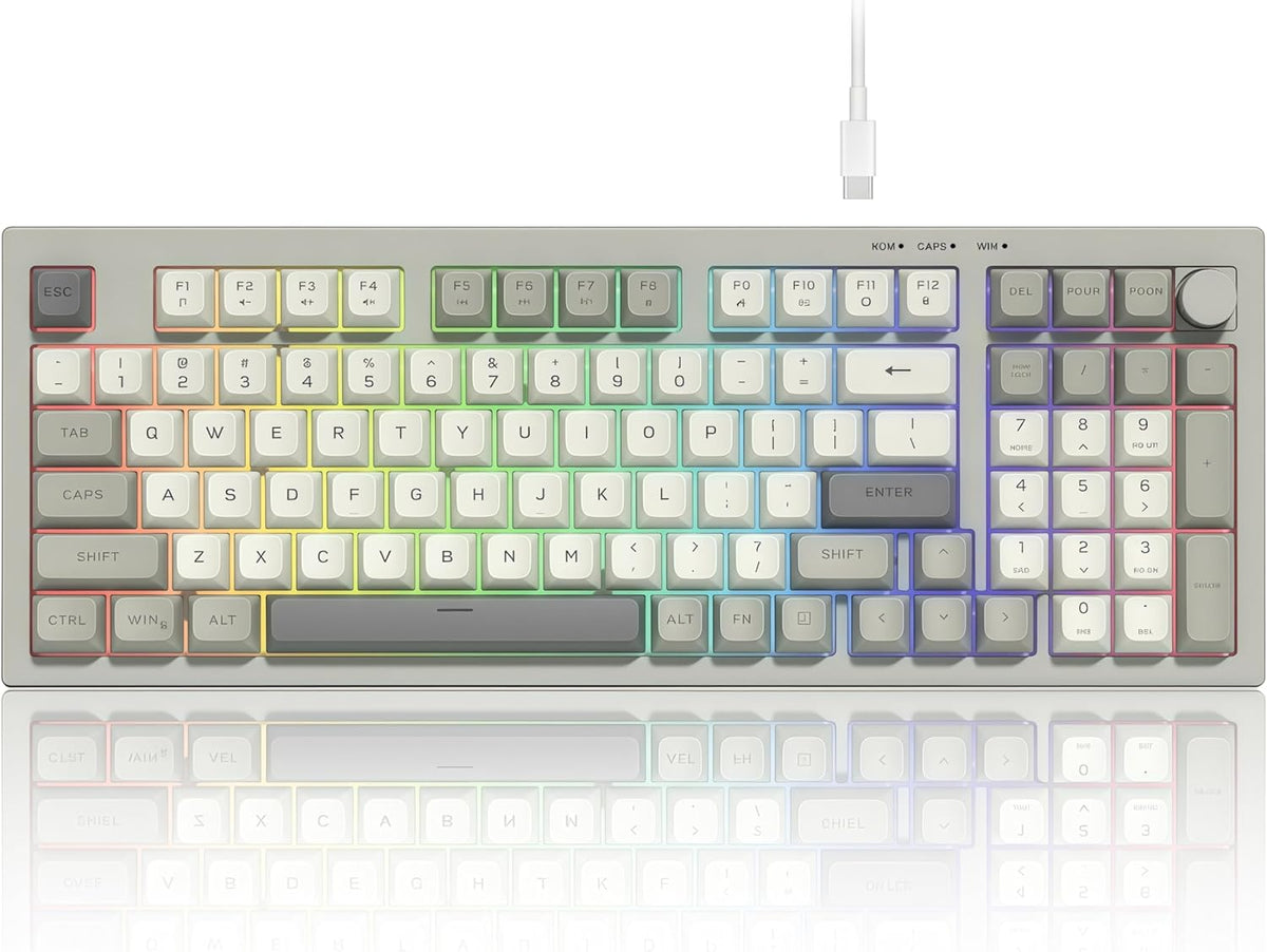 dagaladoo DK98 97 10/8.1/8/7 womier Retro Wired Gaming Keyboard Creamy Membrane with Rainbow RGB Backlight