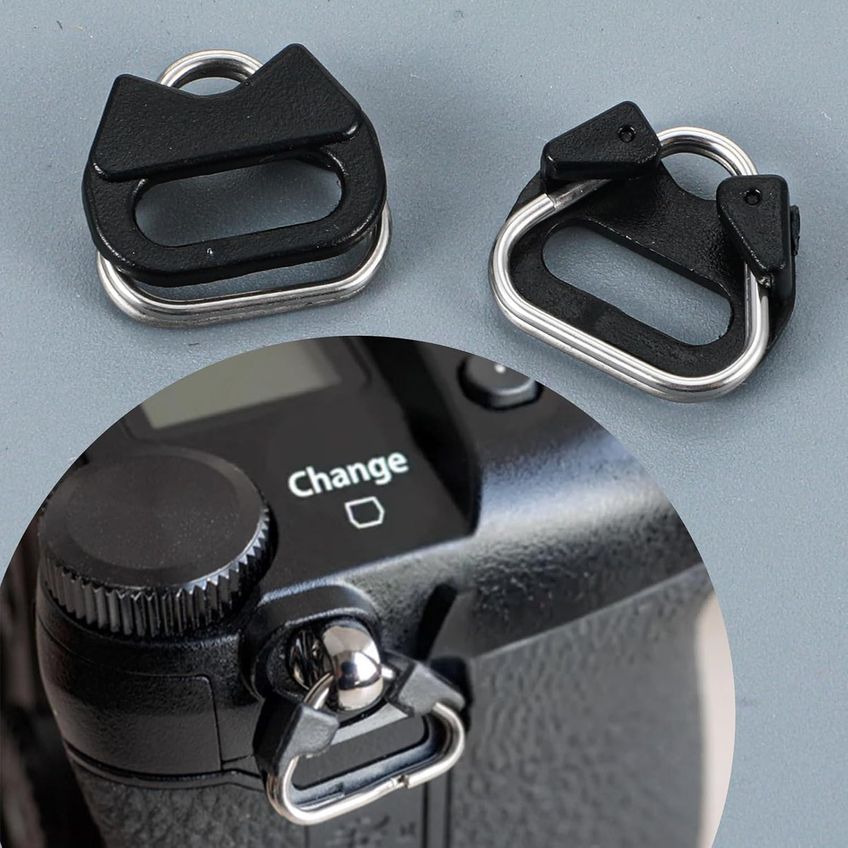Sorcristy Lug Ring Camera Strap, Stainless Steel Triangle Split Ring and ABS Cap with All Brand D-SLR Rangefinder