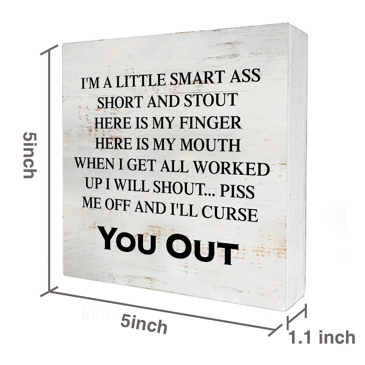 I’m a Little Smart Wooden Box Sign with Saying Desk Decor 5 x 5 Inch Sarcastic Box Sign Wood Plaque Block Sign Rustic Home Decor