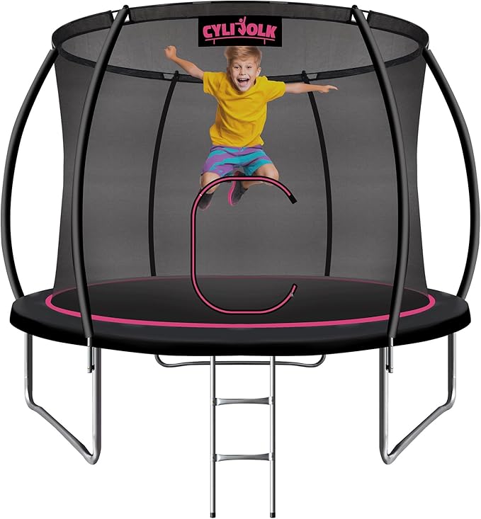 Trampoline for Kids, Heavy Duty Recreational Trampolines Toddler Trampoline with Enclosure Net Ladder Indoor Outdoor Trampoline CPC Approved