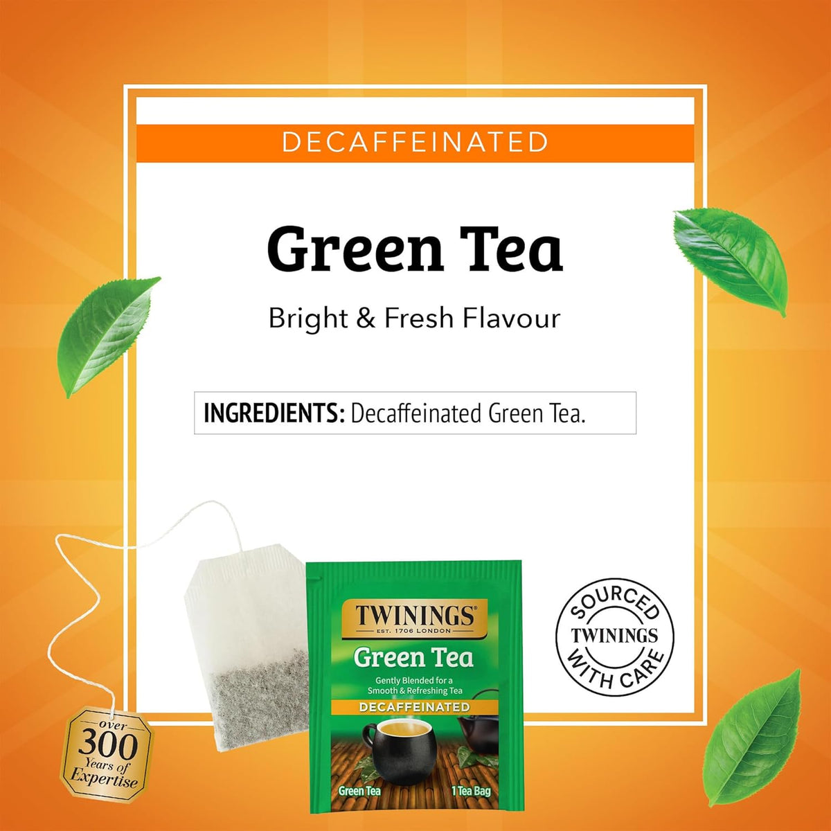 Twinings Decaffeinated Green Tea - Smooth Flavor & Enticing Aroma - 100 Individually Wrapped Teabags