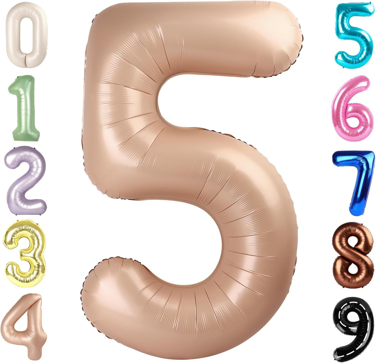 Skiennix 40-Inch Balloon Numbers | Light Brown 5th Birthday & Wedding Party Decorations