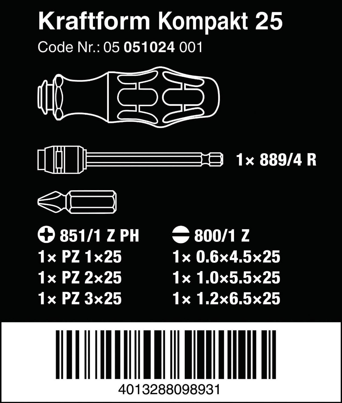 Wera KK25 Driver Bit Set - Premium Replacement Bits for Precision Work | Durable & Versatile