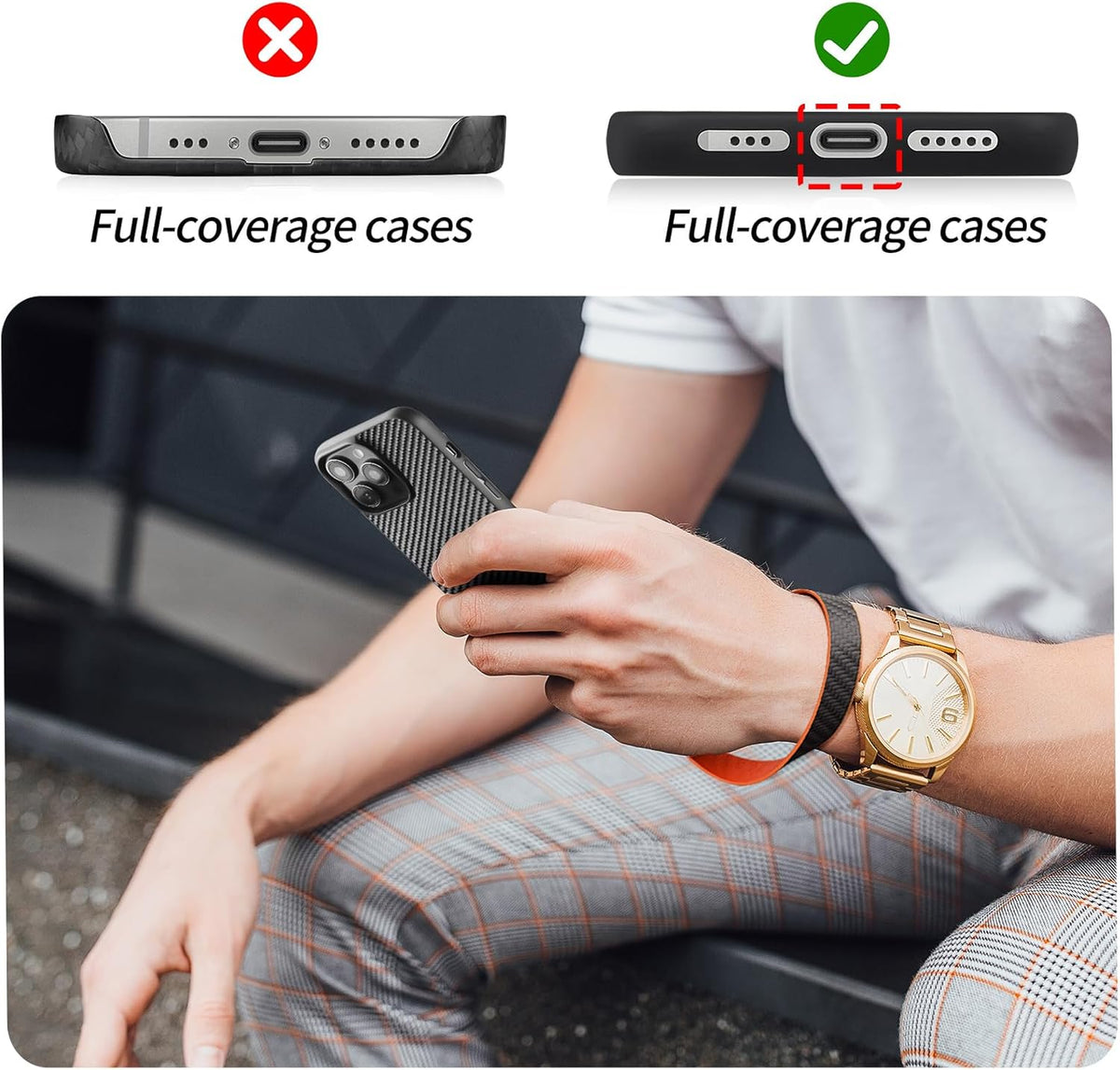 Carbon Zone Carbon Fiber Phone Wrist Strap,Phone Chain Wristlet,Anti Theft Strap,Universal Mobile Device Chain Lanyard