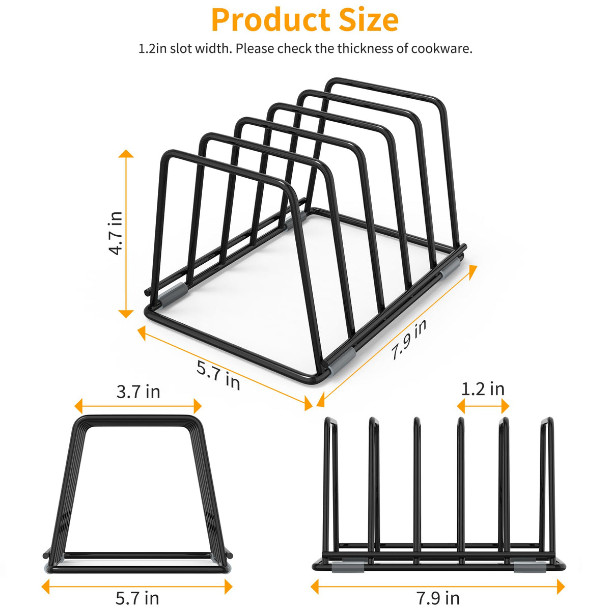 LAEMYFYRE Cutting Board Organizer Kitchen Organizer Rack for Cutting Board, Bakeware, and Cookie Sheet, 5-Slot Heavy-Duty Steel Cookware Holder,Rust-Resistant with Anti-Slip Feet (2, Small)