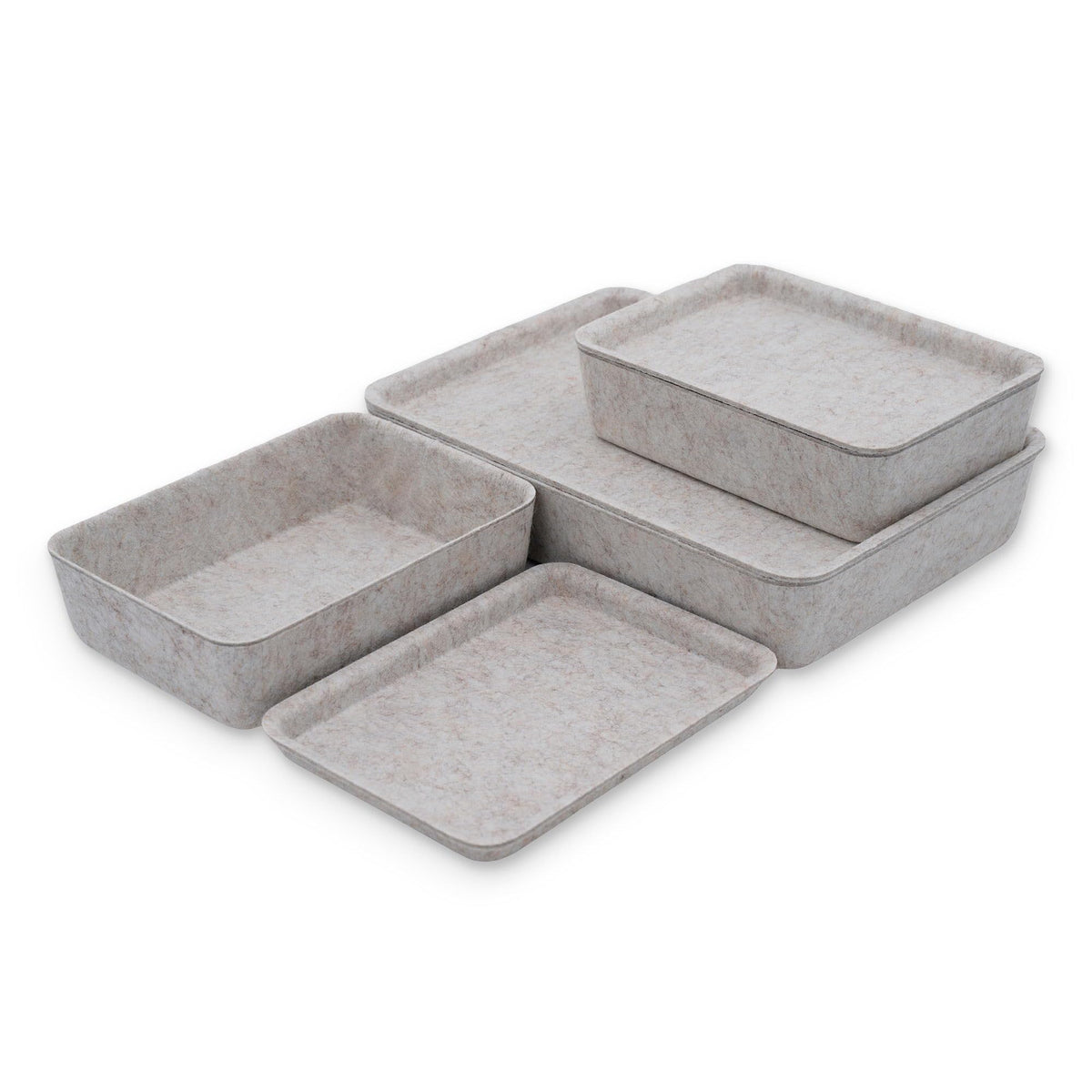 Welaxy Lidded Felt Drawer Organizer Trays with lids Desktop Organizer Bins Storage box for crafts office supplies pen notes Junk Makeup Stationery Organize 3- Pack gift idea (Oatmeal)