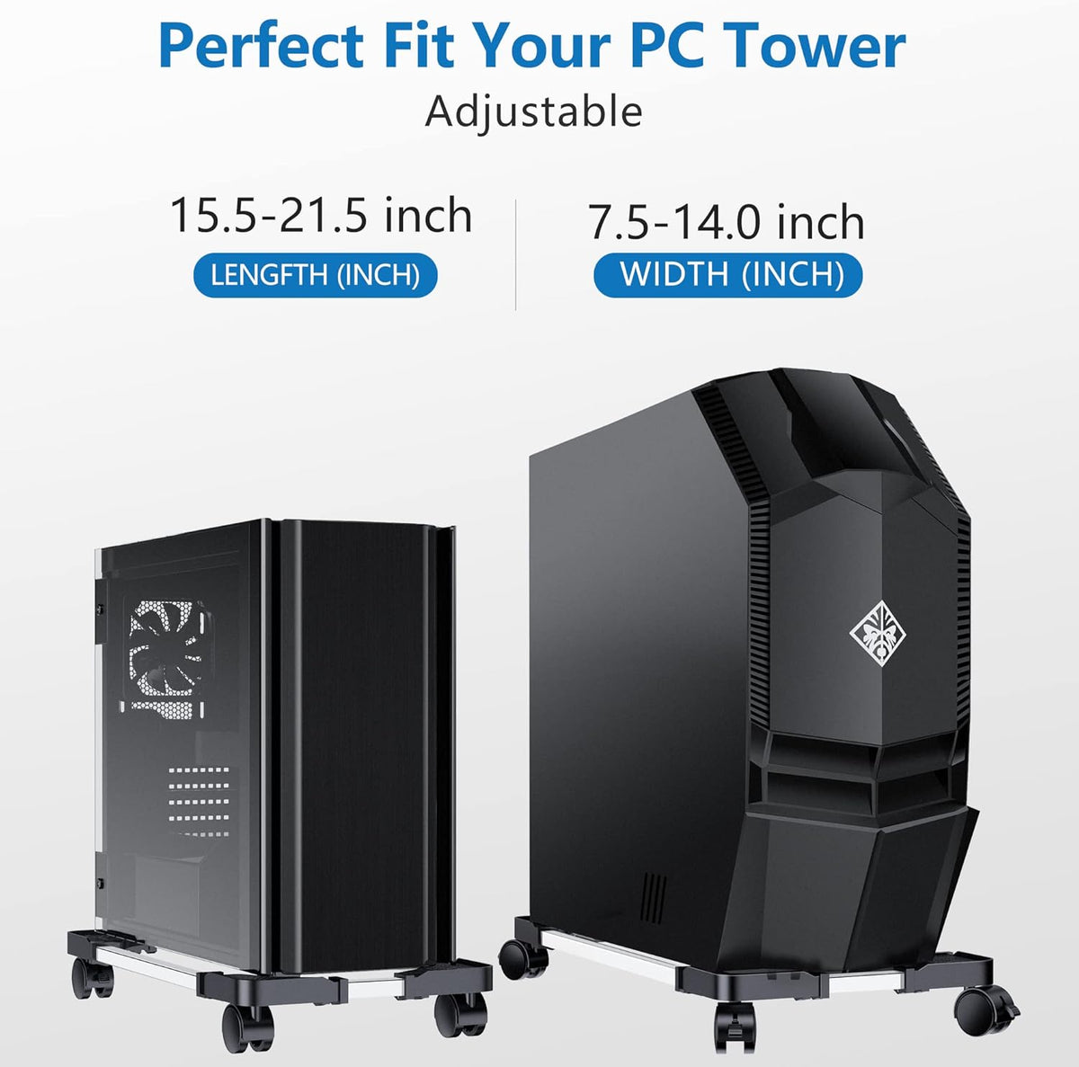 LABOBOLE Computer Tower Stand - Adjustable PC Stand for Most Desktop Towers - Elevate and Organize Your Desktop