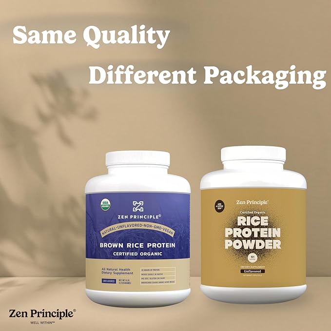 Zen Principle Organic Brown Rice Protein 6 LB. USDA Certified Organic. Unflavored. Non-GMO. Vegan.