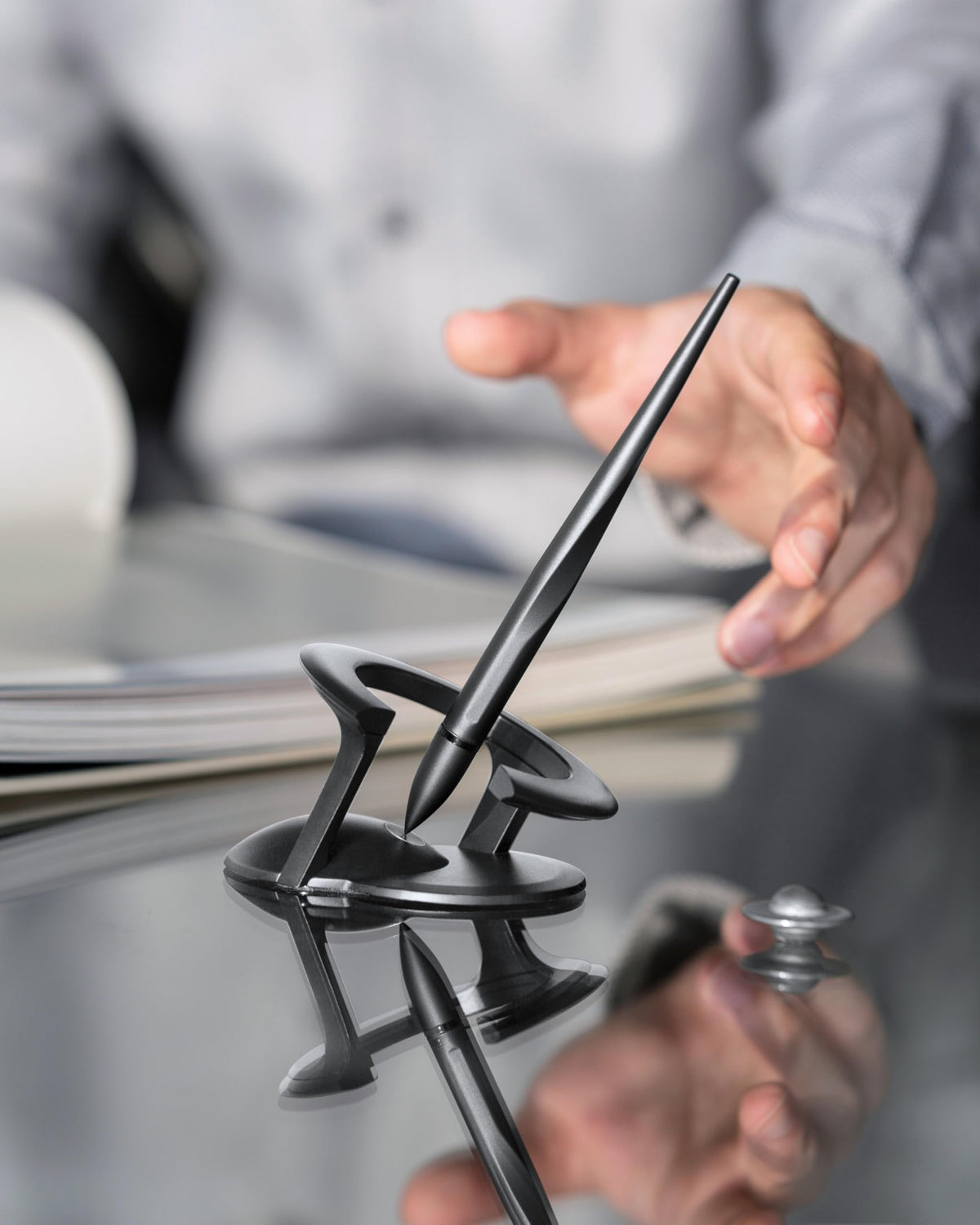 novium Hoverpen Interstellar - Space Black, Ballpoint Pen, Unique Conversational Starter, Premium Futuristic Design, Precision Flow Ink, Schmidt Ballpoint Cartridges
