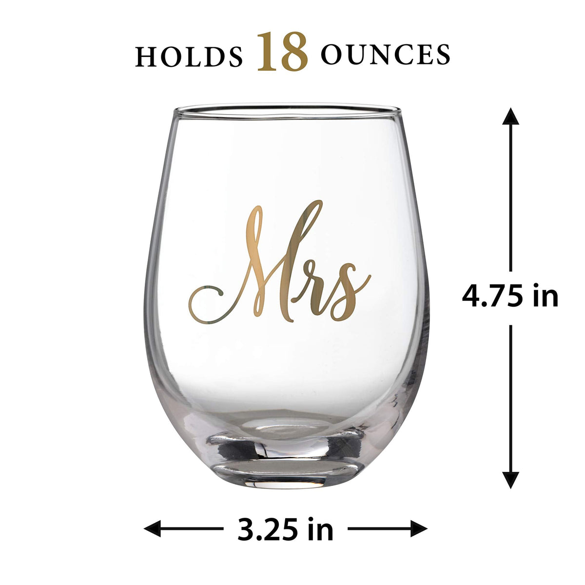 Lillian Rose Gold Mrs. Stemless Wine Glass