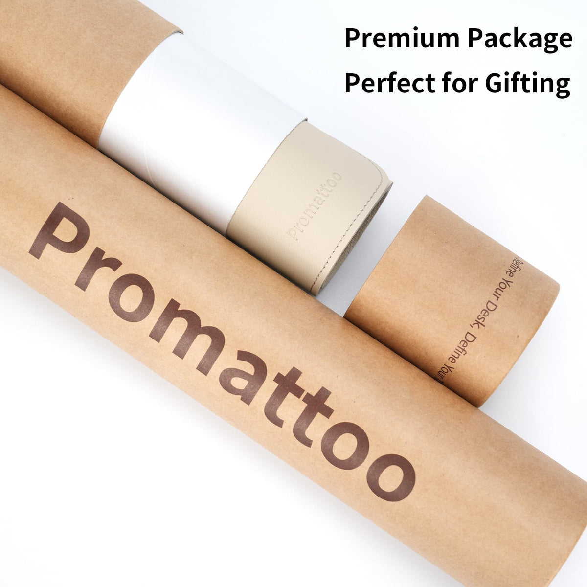 PROMATTOO Oversized Non-Slip Desk Pad Protector with Premium Gift Box – Vegan Leather Waterproof Laptop Mat for Keyboard & Mouse, Grips Desk Firmly – Large Office Pad– Warm Beige