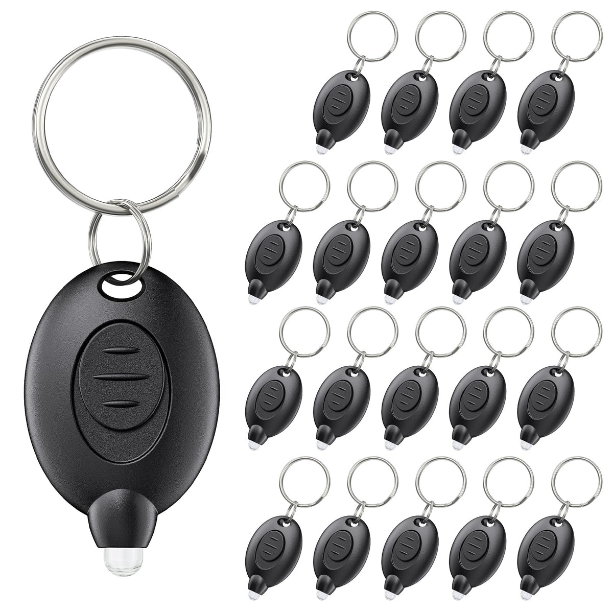 Uniclife 20 Pack LED Keychain Flashlight Mini LED Keychain Light 12 Lumen Portable Ultra Bright Battery Powered Key Ring Torch for Outdoor Camping Hiking and Emergency Lighting, Black