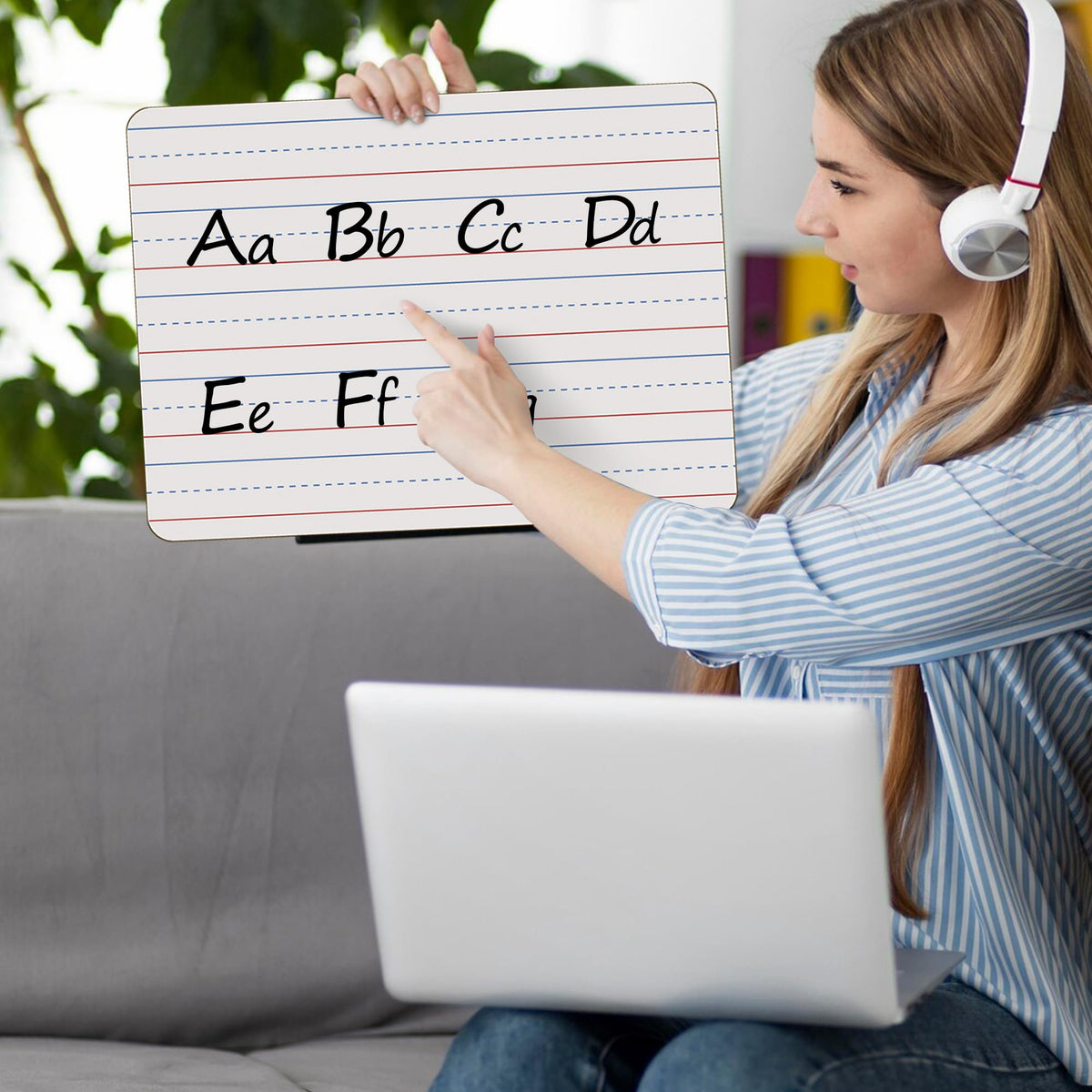 Dry Erase Boards 6 Pack, Double Sided Small Whiteboards with Lines for Kids, Students, Teacher & Classroom Pack, 9"x12" Mini Individual White Boards Lined for Writing Math English Practice