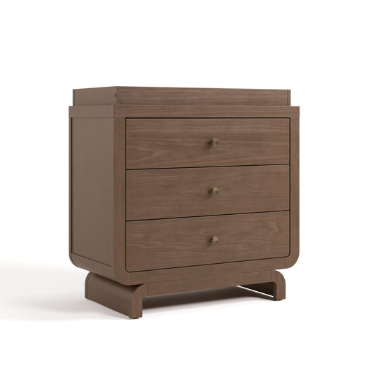 Storkcraft Santorini 3 Drawer Chest with Changing Topper (Hazelnut) – GREENGUARD Gold Certified, Award-Winning Premium Wood Dresser for Baby & Kids Bedroom with Interlocking Drawer System