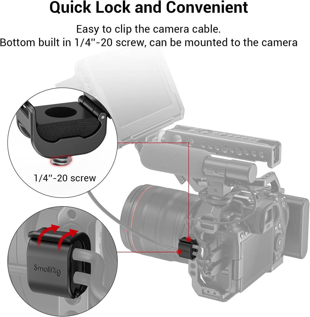 SMALLRIG (4 2-7mm Camera Clamp pcs) for HDMI/SDI/Microphone Cable, DSLR Camera Cable Lock Mount Support
